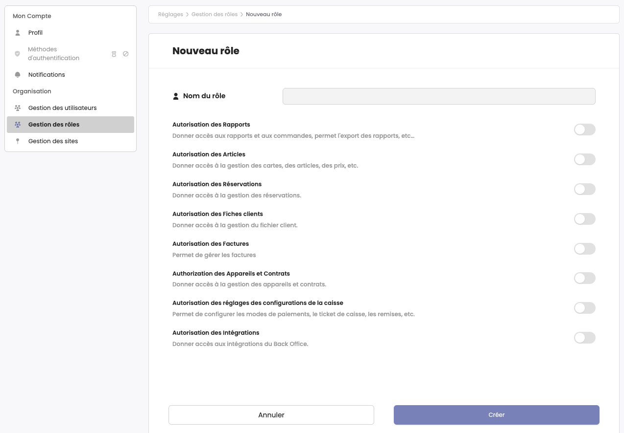 Création d'un rôle