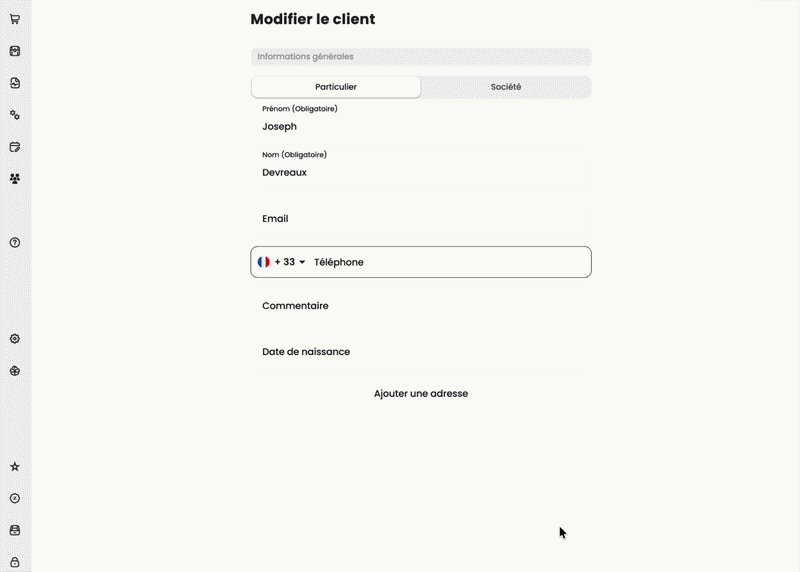 Ajout d'une adresse