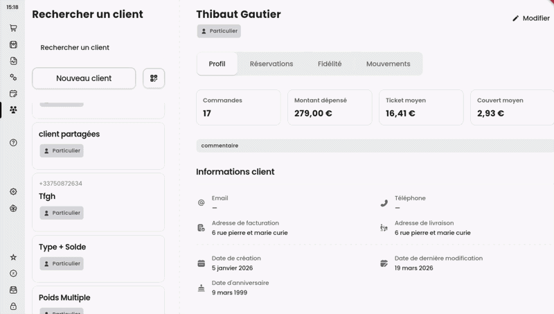 Modification d'une fiche