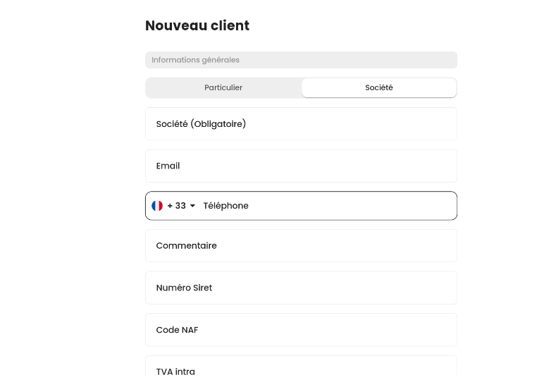 Fiche client société