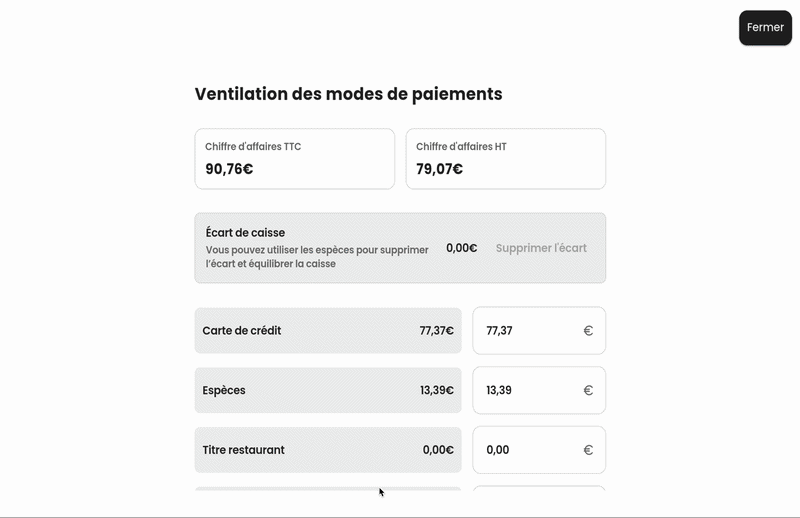 Ecart de caisse