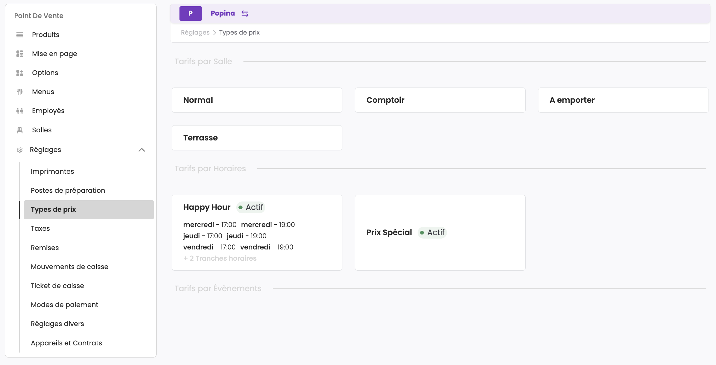 Vue d'ensemble des types de prix