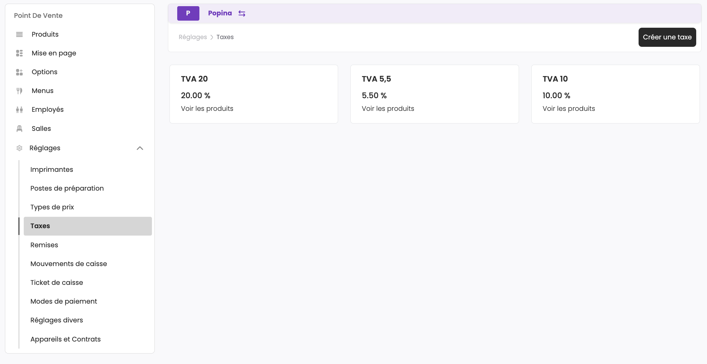 Vue d'ensemble des taxes