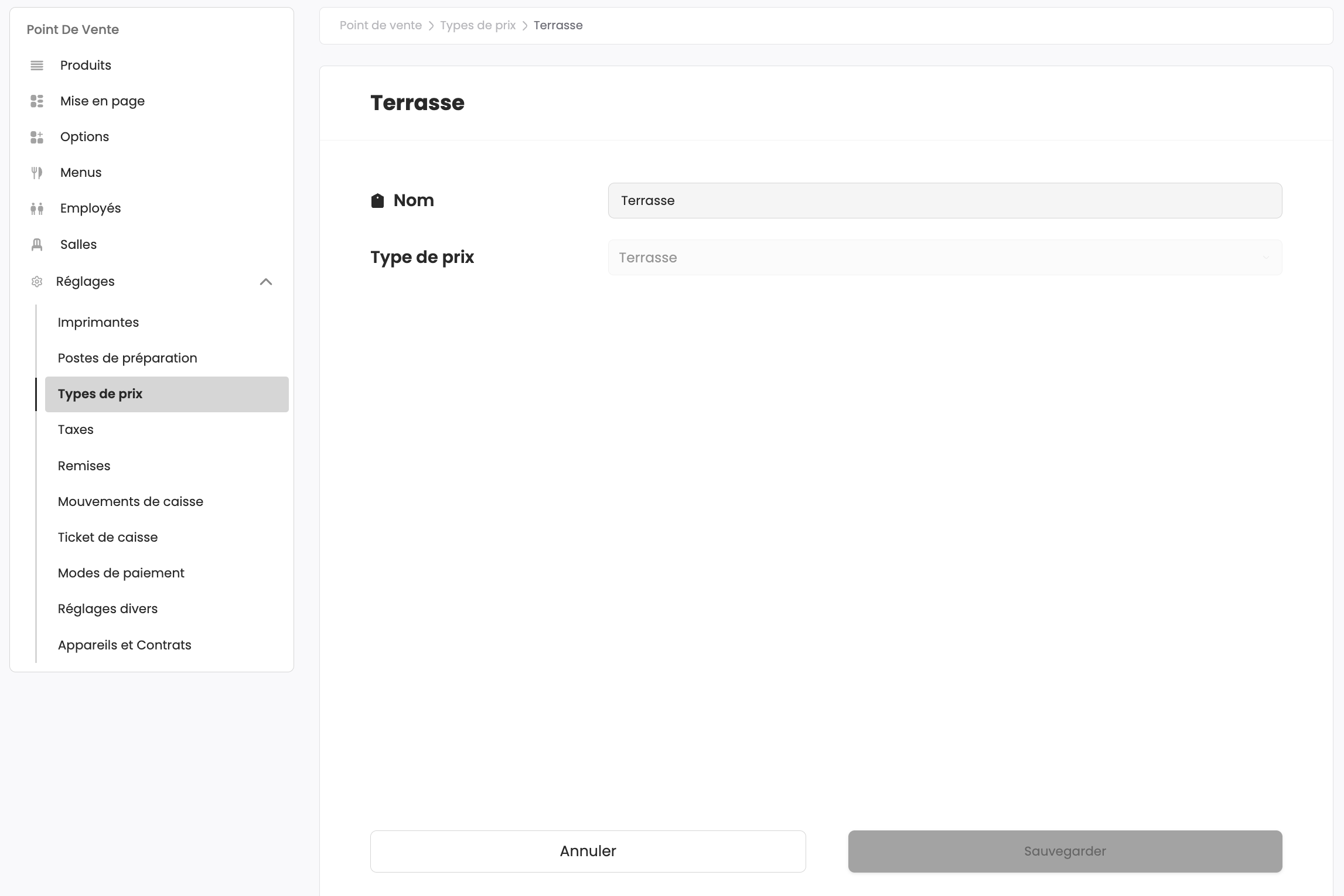 Modification d'un prix par salle